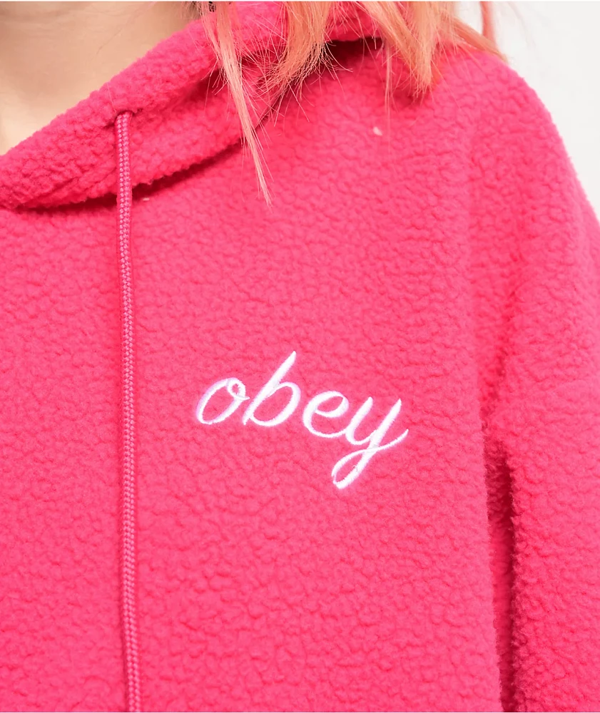 Obey Script Pink Sherpa Hoodie