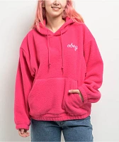 Obey Script Pink Sherpa Hoodie