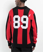 Obey Soccer Black & Red Polo Knit Sweater