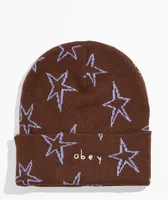 Obey Stars Sepia & Light Blue Beanie