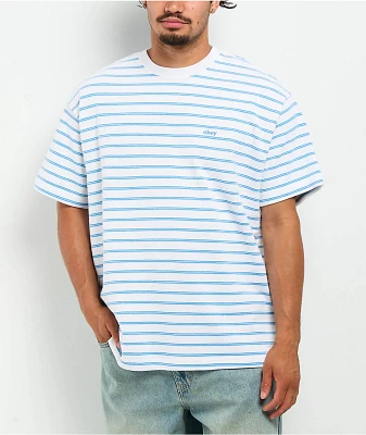 Obey Striped White & Blue Knit T-Shirt