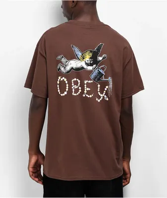 Obey Watering Garden Brown T-Shirt