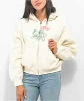 Obey Wavy Dog Cream Zip Hoodie