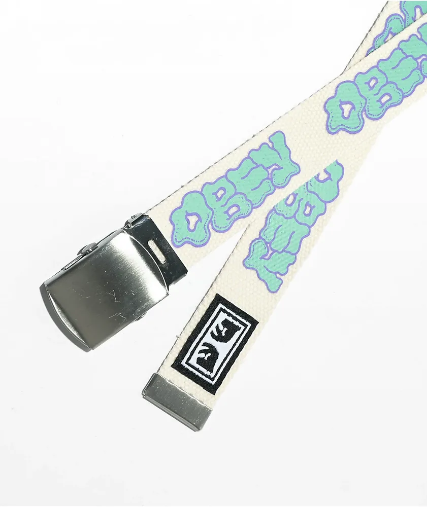 Obey Wavy Unbleached White Web Belt