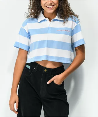 Odd Future Blue & White Stripe Crop Polo Shirt