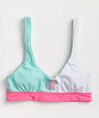 Odd Future Colorblock White & Mint Bralette Bikini Top