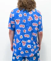 Odd Future Flowers Blue & Purple Short Sleeve Button Up Shirt