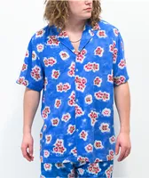 Odd Future Flowers Blue & Purple Short Sleeve Button Up Shirt