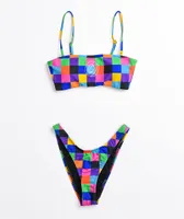 Odd Future Multi Checkered Bandeau Bikini Top