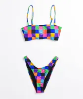 Odd Future Multi Checkered High Leg Bikini Bottom