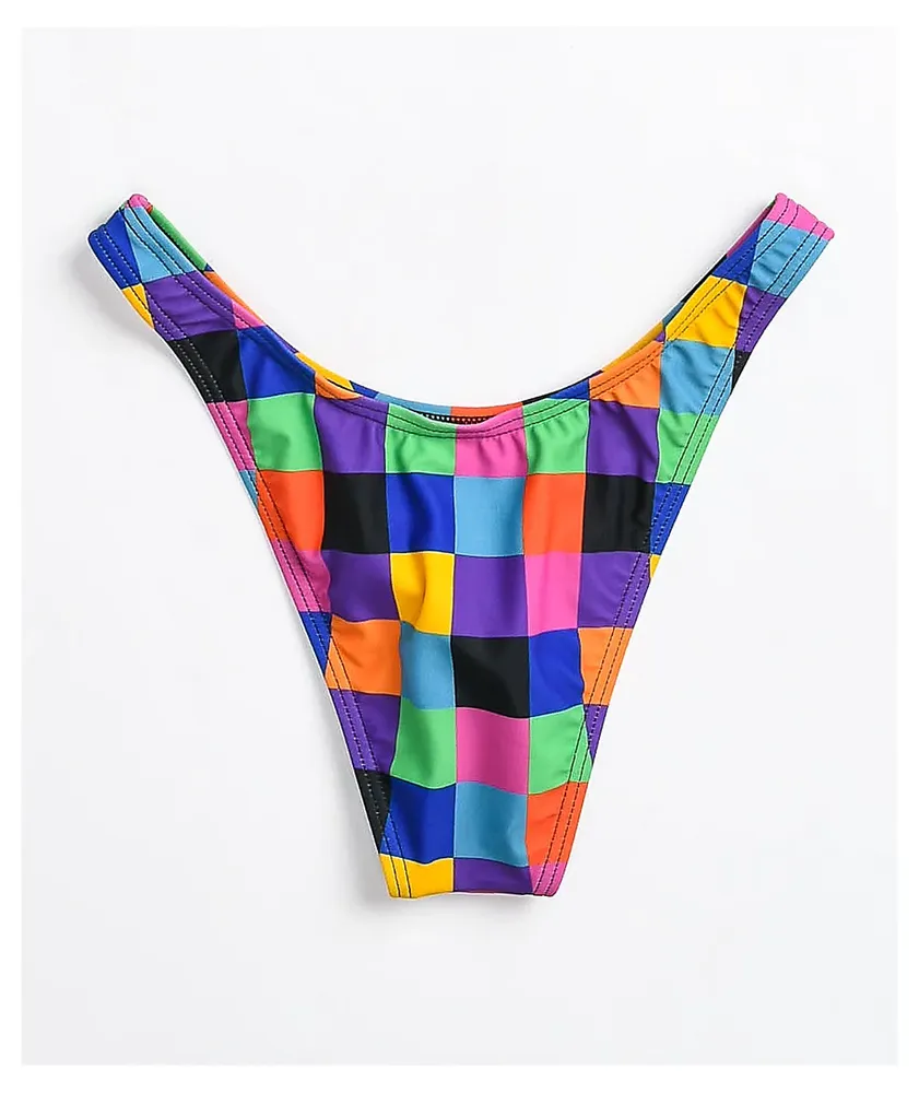 Odd Future Multi Checkered High Leg Bikini Bottom