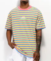 Odd Future OF Pink, Blue & Yellow Striped T-Shirt