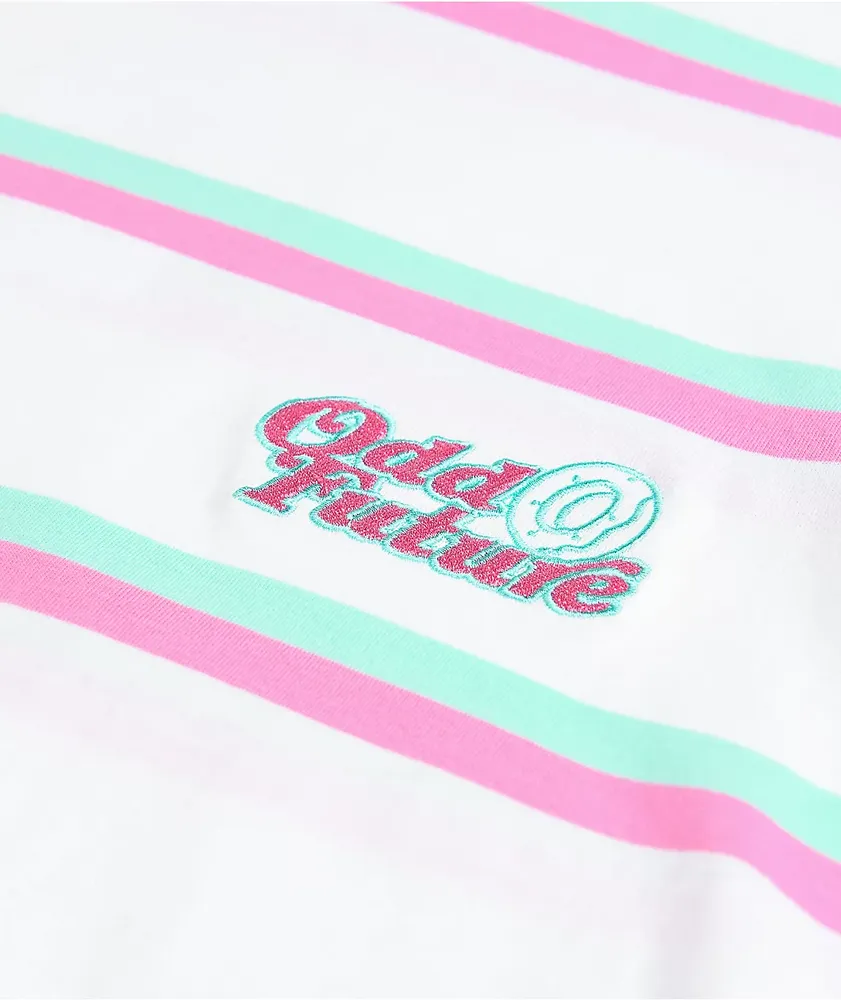 Odd Future Pink & Blue Mini Stripe Long Sleeve T-Shirt