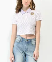 Odd Future Purple Checkered Crop Polo Shirt