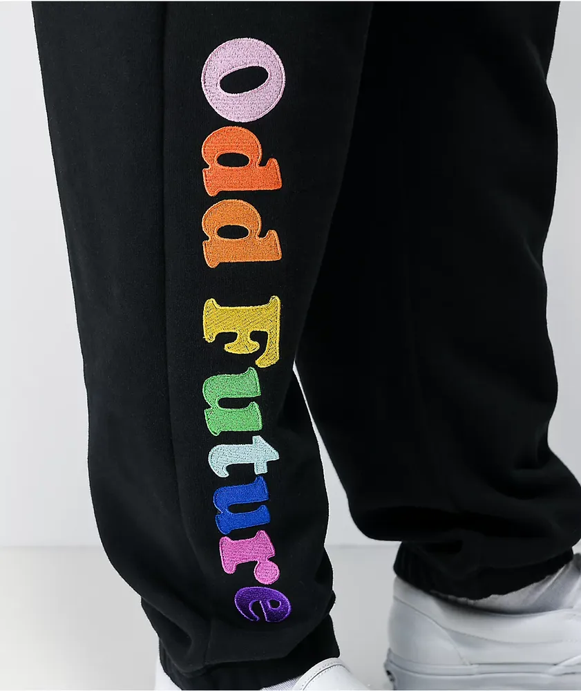 Odd Future Rainbow Text Black Sweatpants