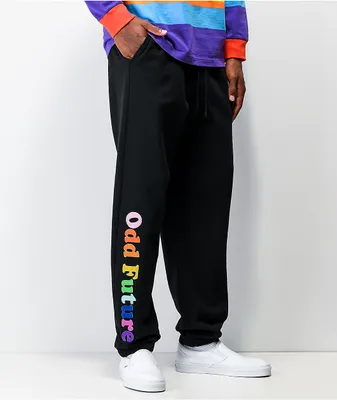 Odd Future Rainbow Text Black Sweatpants