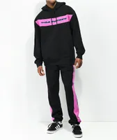 Odd Future Sew In Stripe Panel Black & Magenta Hoodie