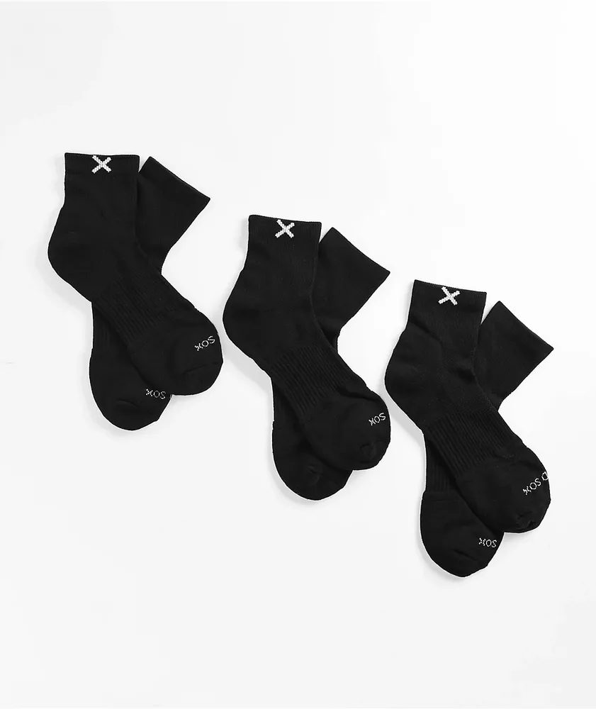 Odd Sox 3 Pack Black Quarter Socks