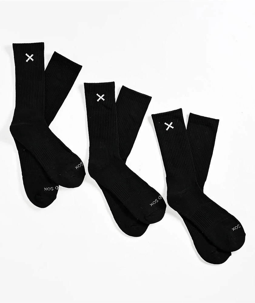 Odd Sox Basix 3 Pack Black Crew Socks