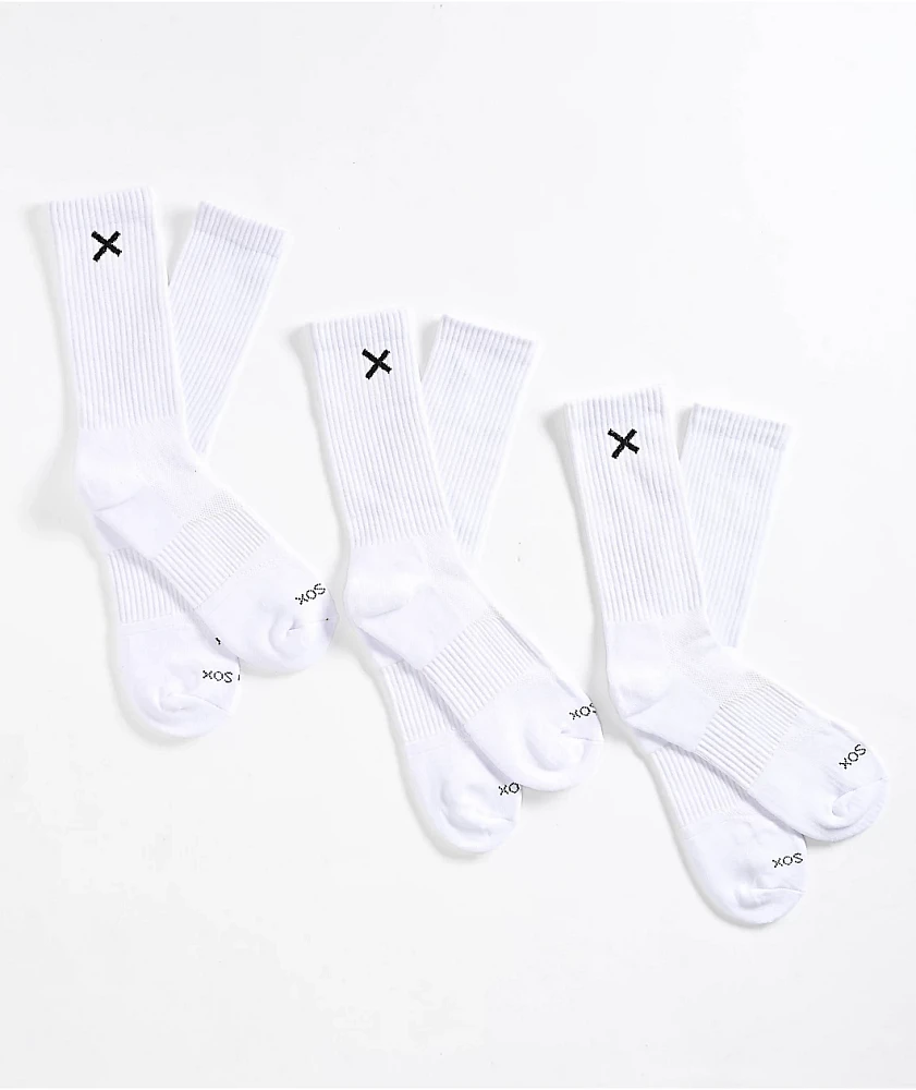 Odd Sox Basix 3 Pack White Crew Socks