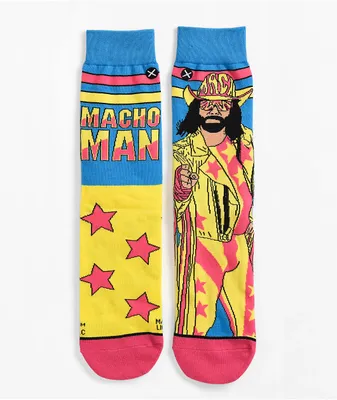 Odd Sox x WWE Macho Man Star Blue & Yellow Crew Socks