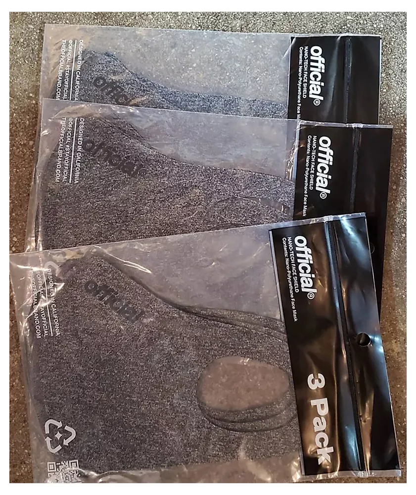 Official Nano-Polyurethane Grey 3 Pack Face Masks
