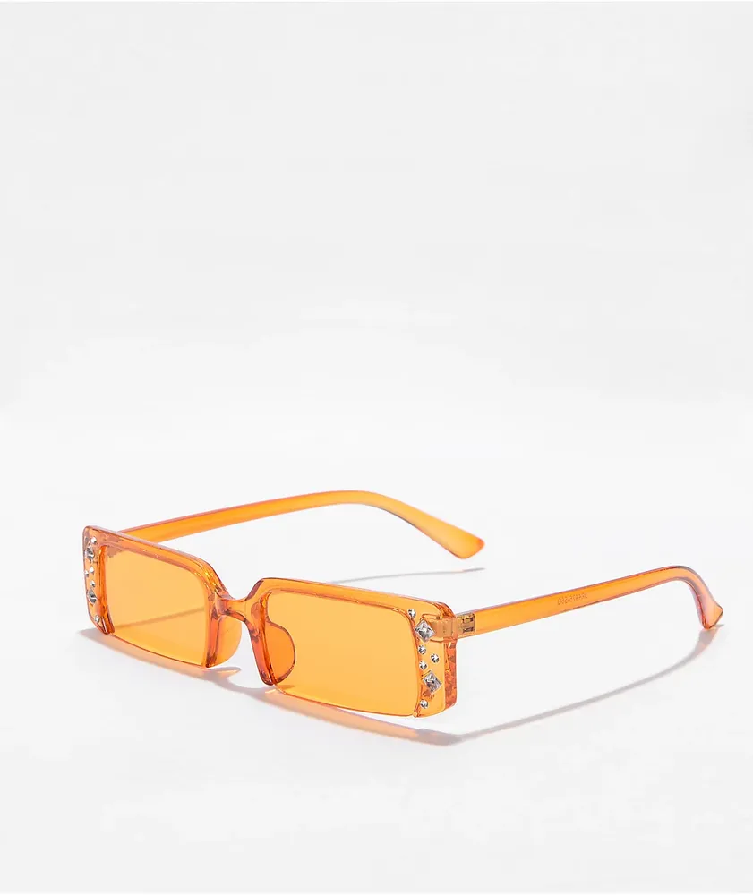 Orange Half Rim Rectangle Sunglasses