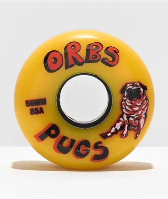 Orbs Pugs 56mm 85a Yellow Conical Skateboard Wheels