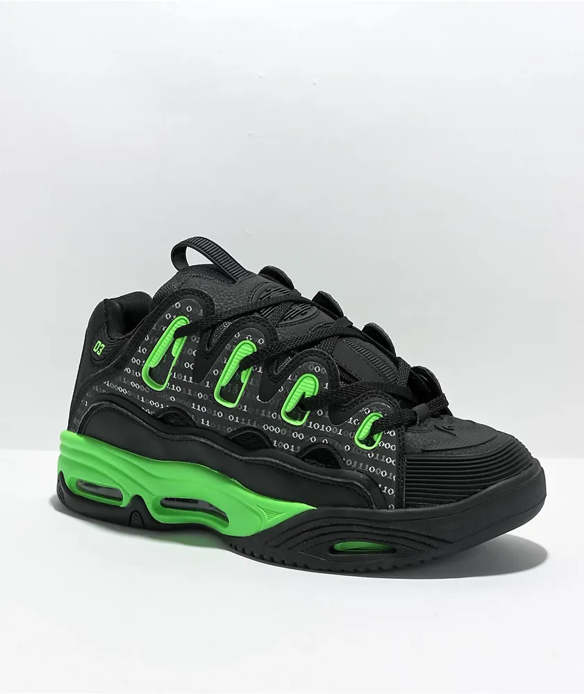 Osiris D3 2001 Matte Black & Green Skate Shoe