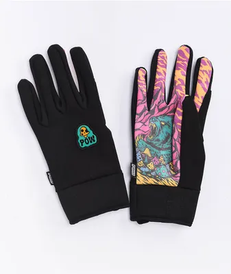 POW All Day Golden Bear Black Snowboard Gloves