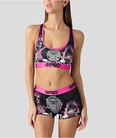 PSD x Broken Promises Chainsaw Black & Pink Sports Bra