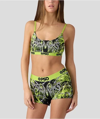 PSD x Broken Promises Cyberwire Green & Black Bralette