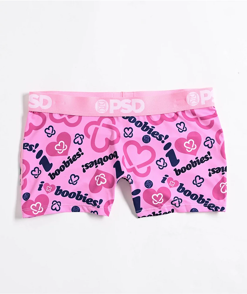 PSD x Keep A Breast Foundation I Heart Boobies Pink Boyshort Underwear