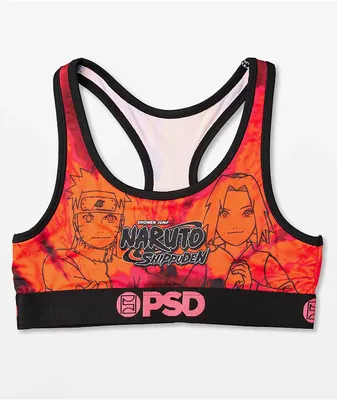 PSD x Naruto Dark Red Tie Dye Linework Sports Bra
