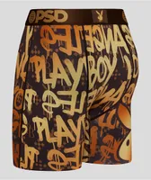 PSD x Playboy Graffiti Luxe Brown & Gold Boxer Briefs 