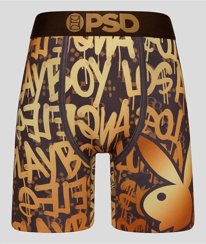 PSD x Playboy Graffiti Luxe Brown & Gold Boxer Briefs