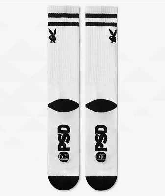 PSD x Playboy Logo White Crew Socks