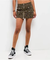 PTCL Leopard Cargo Mini Skirt