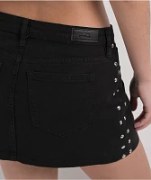 PTCL Studded Black Denim Mini Skirt