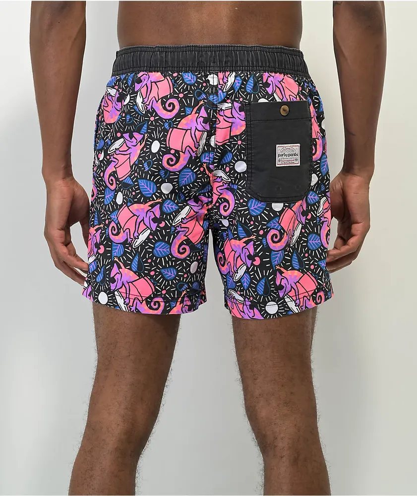 Party Pants Chameleon Black & Pink Board Shorts