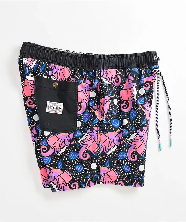 Party Pants Cruiser Flamingoes Sky Blue Board Shorts