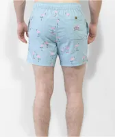 Party Pants Cruiser Flamingoes Sky Blue Board Shorts