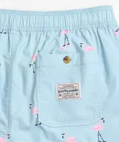 Party Pants Cruiser Flamingoes Sky Blue Board Shorts