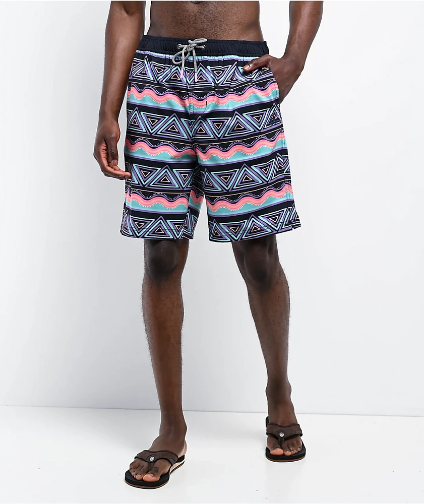 Party Pants Fiesta Stripes Black Board Shorts