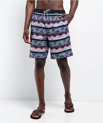 Party Pants Fiesta Stripes Black Board Shorts