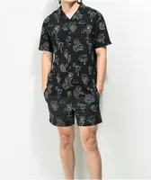 Party Pants Night Out Black Short Sleeve Button Up Shirt