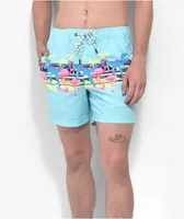 Party Pants Pixel Paradise Light Blue Board Shorts