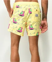 Party Pants River Dino Yellow Board Shorts