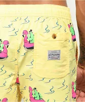 Party Pants River Dino Yellow Board Shorts