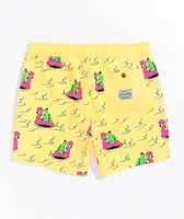 Party Pants River Dino Yellow Board Shorts